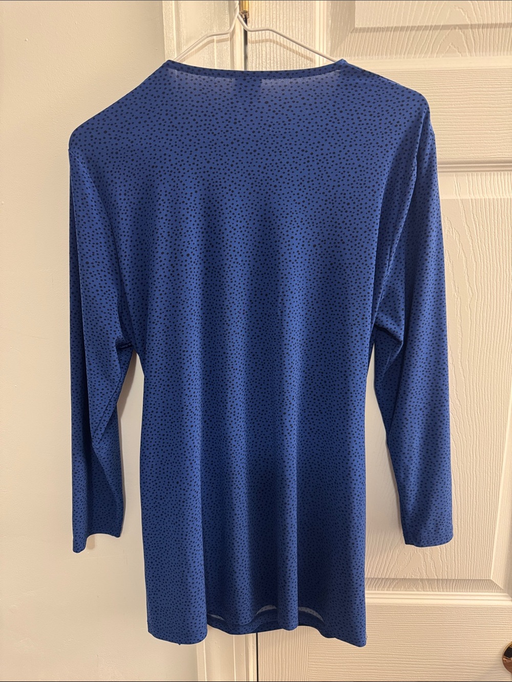 Anne Klein Cobalt Blue Dotted Wrap Top with Side Tie - Picture 3 of 4